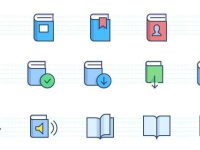 001-Books-text-color-stroke-flat-icons-icon-pack-set-vector_1