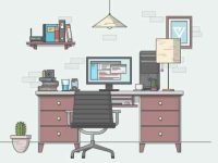 003-desk-elements-escene-vector-flat-objects-design-studio
